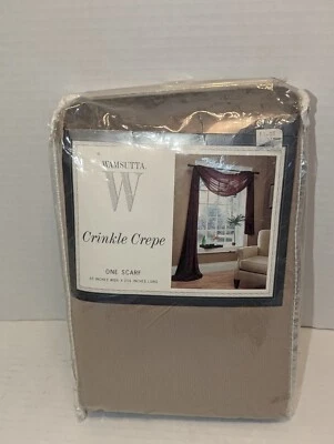 Wamsutta Crinkle Crepe Scarf Curtain 50" x 216" Beige Harve - Image 1 of 4