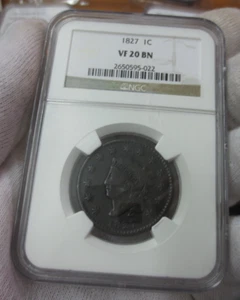 1827 Coronet Head Large Cent NGC VF20 BN - Picture 1 of 6