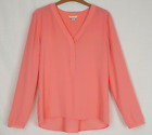 CALVIN KLEIN Womens Coral Pink Long Sleeve Blouse Top SMALL