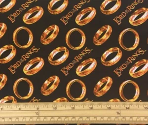 Fat Quarter Lord Of The Rings Rings And Title Allover 100% Cotton Quilting Sewin - Picture 1 of 1