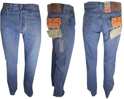 levis 501 Jeans Levi's uomo W27 28 29 30 31 32 denim Regular Blu Stright Celeste - Imagen 1 de 4
