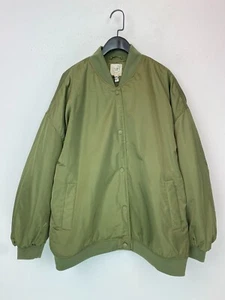 River Island Khaki Bomber Jacket Relaxed Fit Padded In Other Words L NEW - Picture 1 of 15