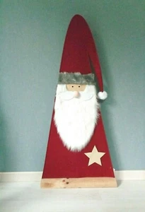 Weihnachtsmann Figur aus Filz auf Holzsockel Weihnachten Deko Figur 102x45x8cm - Bild 1 von 2