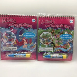 2 Reusable Magic Water Painting Book for Kids W/Water Pen Included Free Ship 3+ - Picture 1 of 4