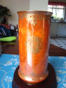 Royal Worcester Crown Ware Nouveaux Lustre Vase ~ VGC ~ 6.25in/15.5cm ~ Orange - Picture 1 of 13