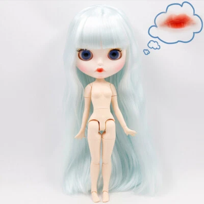 Muñeca Desnuda 12" Fábrica Blythe Pelo Largo Azul Claro Nueva Cara Mate Cejas Articulaciones Foto 1 de 2