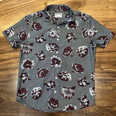 Camisa de vestir informal con botones lavados suaves florales calce ceñido talla M para hombre Foto 1 de 4