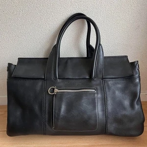 Authentic Salvatore Ferragamo Shoulder/Tote Bag In Black Leather Made In Italy ! - Picture 1 of 10