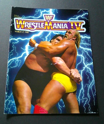 WWF WrestleMania IV Program March 27 1988, NJ - Hulk Hogan, Andre, Savage, Snake - Image 1 of 3