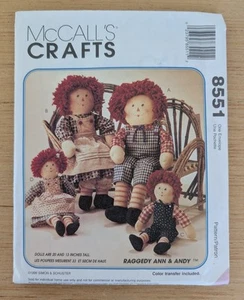 McCall's Crafts 8551 Raggedy Ann And Andy Doll Pattern 20" and 13" Options Uncut - Picture 1 of 2