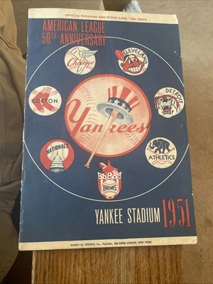 1951 NY Yankees Program Score Card vs Phillies Joe DiMaggio Yogi Berra FAIR/POOR - Image 1 of 4