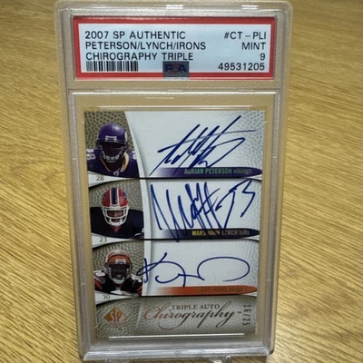 2007 SP Authentic Chirography #D/25 Adrian Peterson/ Marshawn Lynch AUTO PSA 9 - Image 1 of 2