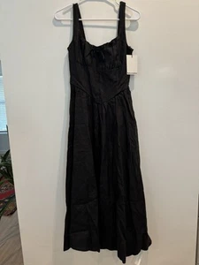 Reformation Balia Damen-Leinenkleid Größe 2 – schwarz 278 $ - Bild 1 von 10