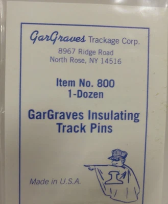 Gargraves Insulating Track Pins #800 (Pack of 12) O Scale O Gauge Connector - Image 1 of 2