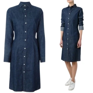 Size 8 Polo Ralph Lauren Women's Button Up Denim Blue Shirt Dress New - Picture 1 of 9