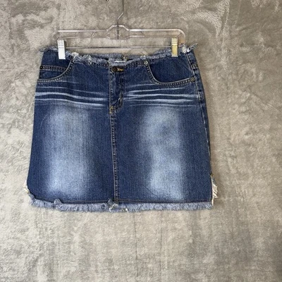 Mini falda vaquera vintage SO Y2K de mezclilla deshilachada talla 9 preppy Foto 1 de 4