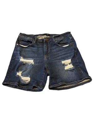 Shorts jeans Judy azul coxa média destruída tamanho 2XL desgastado JB1551 - Imagem 1 de 4