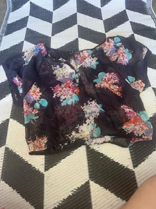 American Eagle sheer polyester blouse floral prop length large - Picture 1 of 8