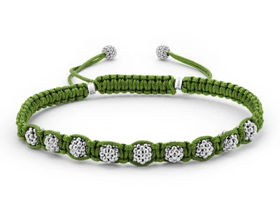 🆕️LAGOS ANTHEM Collection Green Macrame Sterling Silver Beaded Cord Bracelet 8 - Image 1 of 4