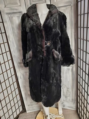 BEAUTIFUL Vtg Full Length Mahogany M Mink Fur COAT 1940s 1950s Old Money Ww2 - Image 1 of 4