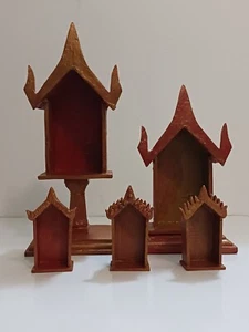 5 Thai Buddha Buddhist Buddhism Altar Spirit Houses,Collectors - Picture 1 of 10
