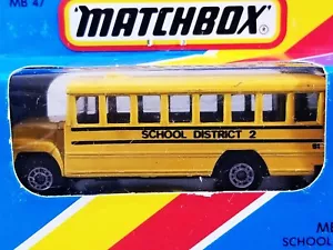 Matchbox School Bus / 1985 / MB47 / Unpunched Blue Window Box - Picture 1 of 9