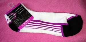 NEW WHITE~Purple LOW-CUT Socks Fits Shoe Size 5-9 BUM Equipment NEW~FREE SHIP - Picture 1 of 11
