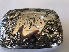 Victorian Silver Plated Travel  Soap Dish Dated june 14 , 1904, Orchids