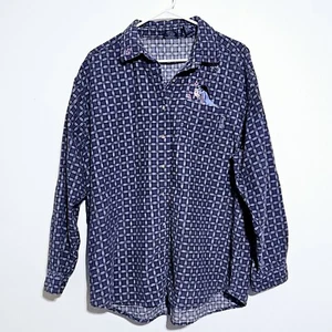 Disney Eeyore Button Down Shirt Sz XL Pooh Jerry Leigh Mini Corduroy Embroidered - Picture 1 of 11
