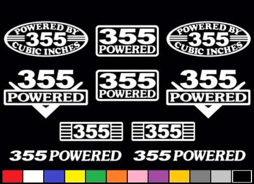 JUEGO DE 10 CALCOMANÍAS 355 CI V8 MOTOR MOTOR MOTOR 5.7 PEGATINAS EMBLEMAS ABURRIDOS 350 CALCOMANÍAS DE VINILO Foto 1 de 1