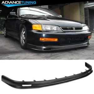 Fits 96-97 Honda Accord Mugen Style PU Front Bumper Lip 2PCS Unpainted Black - Picture 1 of 10