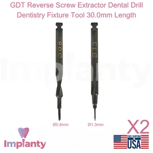 2x GDT Extractor de Tornillo Inverso Taladro Dental Herramienta de Accesorio de Odontología 30.0mm Longitud - Imagen 1 de 5