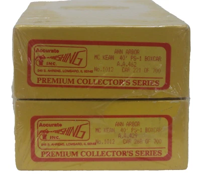 Accurate Finishing 1012 McKean HO 40' PS-1 Box Car kit Ann Arbor 2 pack Red NIB - Image 1 of 2