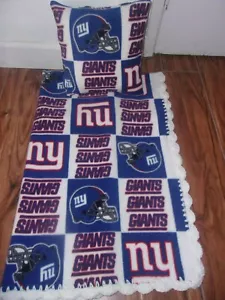 NEW YORK GIANTS NFL BABY BLANKET FLEECE SCALLOPED CROCHET EDGE + PILLOW C0VER - Picture 1 of 5