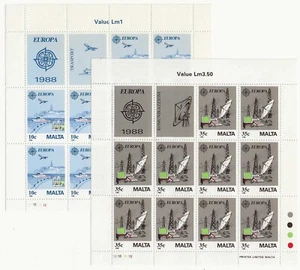 1988 - Europa CEPT (Malta) - Mezzi di trasporto e comunicazione, 2 foglietti MNH - Foto 1 di 1