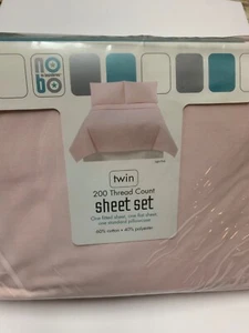 No Boundaries Twin 200 Thread Count Sheet Set Light Pink - Picture 1 of 5