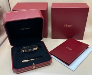 Cartier Love Rose Gold Bangle Bracelet Size 17 - Picture 1 of 19