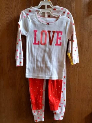 NUEVO CON ETIQUETAS Talla 18M o 3T Carter's 4 piezas Love Heart 2 Pijamas Set ❤️ San Valentín Nuevo Foto 1 de 4