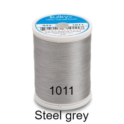 STEEL GREY GUTERMANN SULKY 40 WT RAYON EMBROIDERY THREAD (850yd 780m)  943-1011 - Image 1 of 2