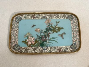 Japanese cloisonne tray of the Meiji period in excellent condition bronze bamboo - Picture 1 of 9