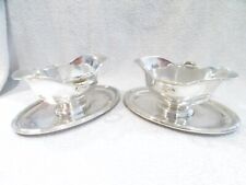 late 19th c French silver-plated 2 sauce boats Louis XVI st Christofle old Ruban