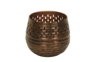 Windlicht Metall kupfer Alu Antik Look Ø14cm H12,5cm Tischdeko Deko Gartenlicht - Bild 1 von 2