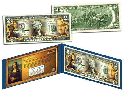 MONA LISA Leonardo Da Vinci 1503-1519 *Masterpieces* Legal Tender $2 U.S Bill - Image 1 of 3
