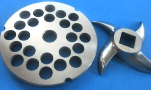 #32 x 1/2" (12 mm) hole STAINLESS Meat Grinder Plate & new Sharp Swirl Blade - Picture 1 of 4