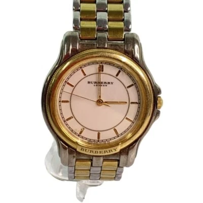 BURBERRY Watch Quartz Gold Silver White Dial Women's  Japan Used Rare Watch - image 1 of 4