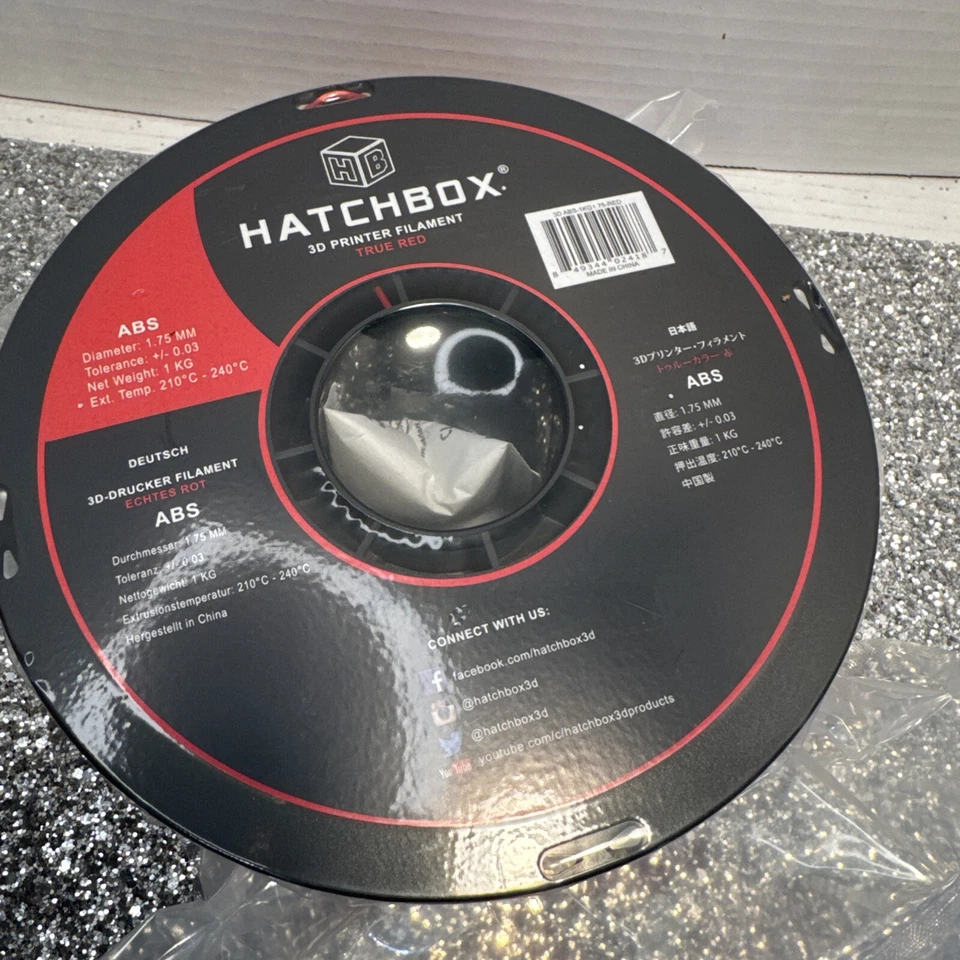 ABS 3D Printer Filament Hatchbox 1.75 MM 1 KG Red - Image 1 of 1