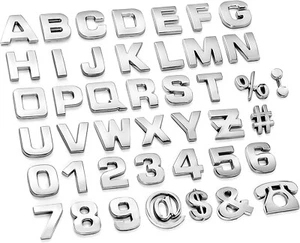 43 Piezas Pegatina Letras Emblema Coche Hágalo Usted Mismo 3D Cromo Número Símbolo Insignia Calcomanía Nueva - Imagen 1 de 4