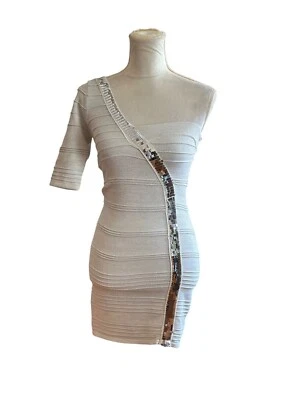 Vestido Wow Couture Lentejuelas Un Hombro Vendaje Bodycon Glamour Brillante Cóctel S Foto 1 de 4