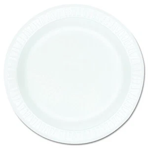 Dart 9" Concorde Round Foam Plate, White Unlaminated, dart 9PWCR | 500/Case - Picture 1 of 4