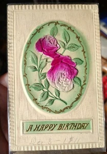 1911 Happy Birthday British Mailbox Series Postcard Floral Posted Embossed - Picture 1 of 10